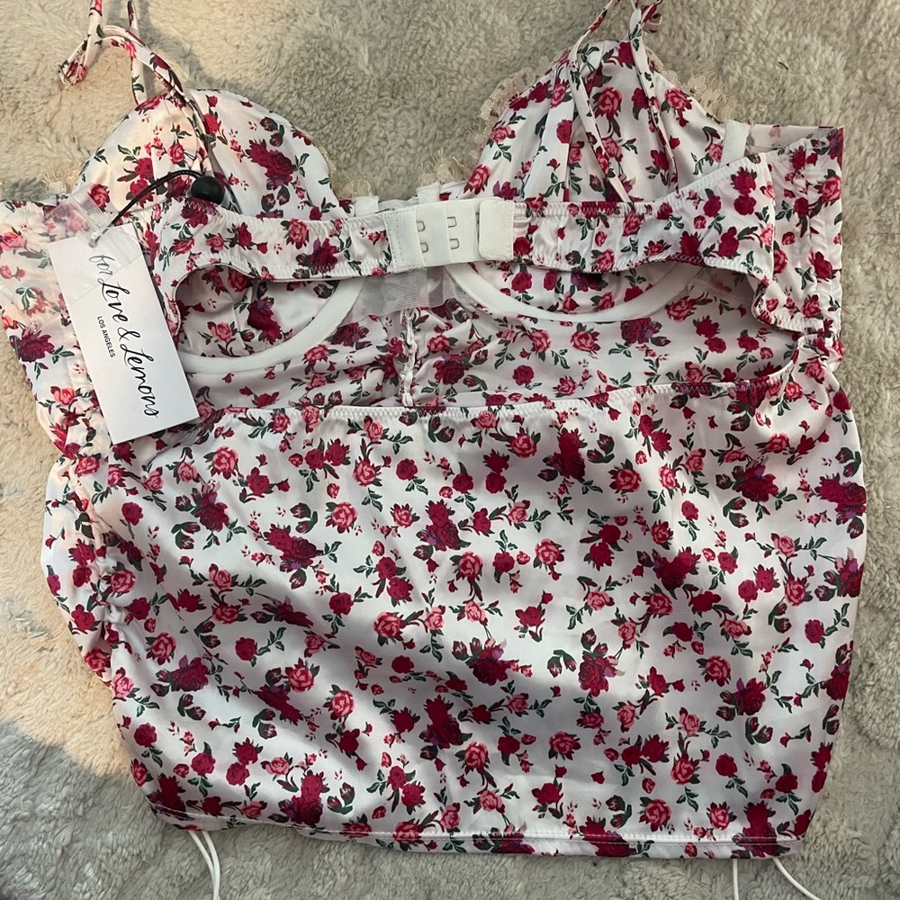 For Love & Lemons Silk Floral Top